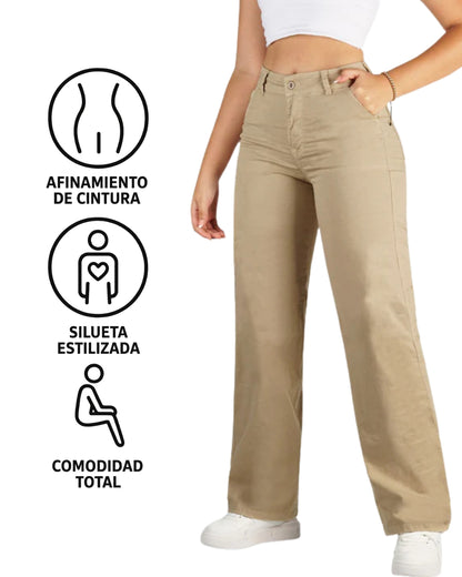 Valesva® - Pantalón Drill Tiro Alto