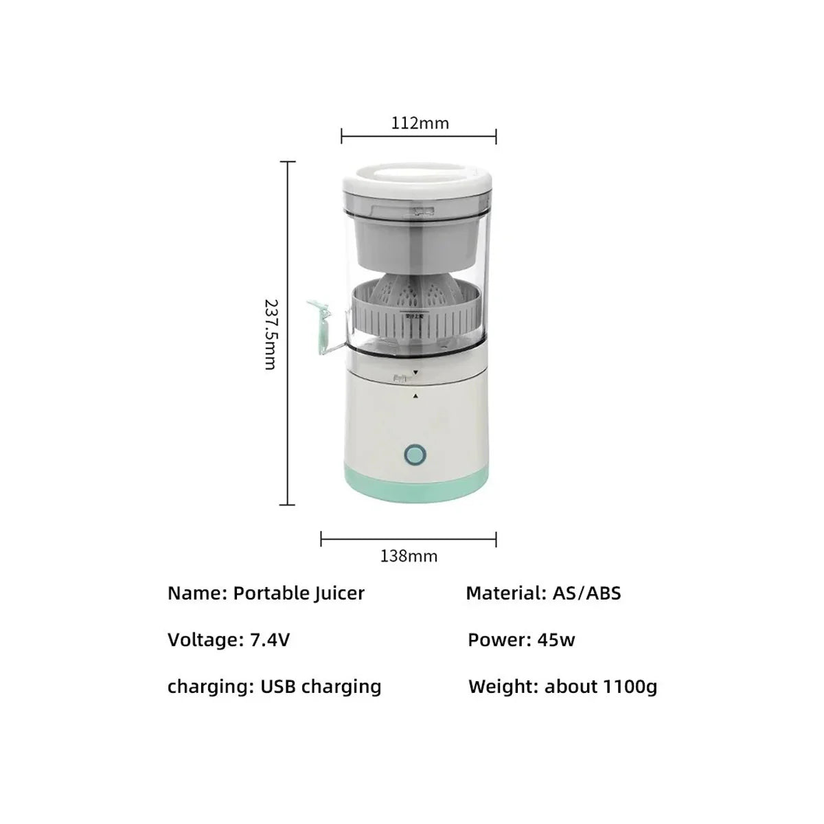 Exprimidor Eléctrico Portátil de Naranja y Frutas