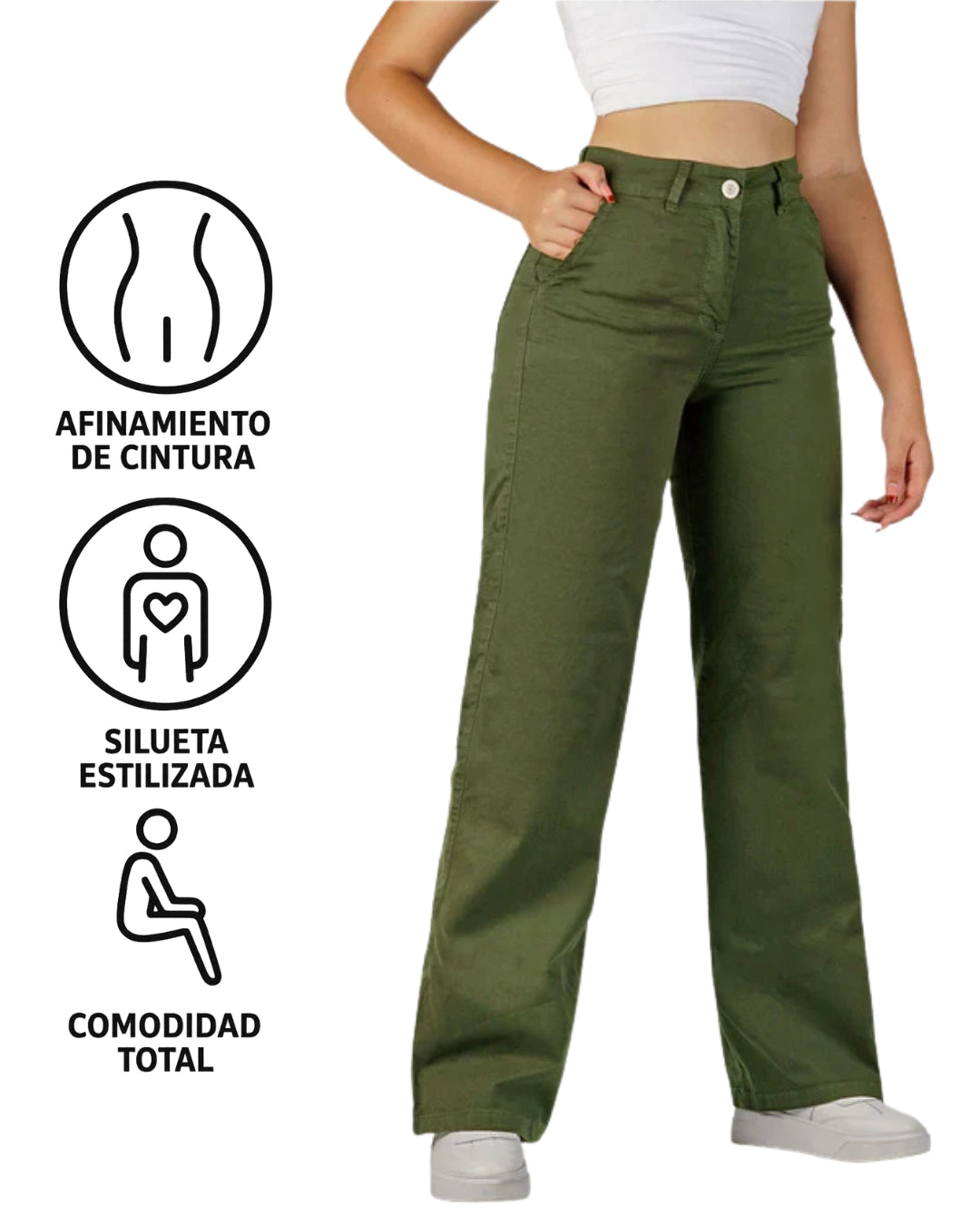 Valesva® - Pantalón Drill Tiro Alto