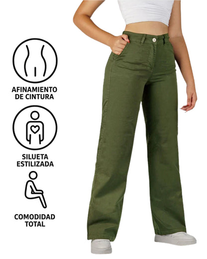 Valesva® - Pantalón Drill Tiro Alto